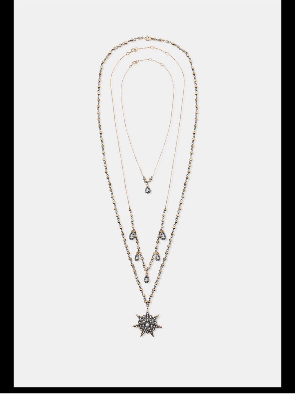 Zara pack of 3 crystal star necklace